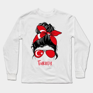 Turkey girl, Turkey Flag, Turkey gift heritage, Turkish girlfriend, Long Sleeve T-Shirt